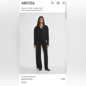 Aritzia Wilfred Free Black Sweater “Souvenir” Black Lounge Pant XS NWT $98!